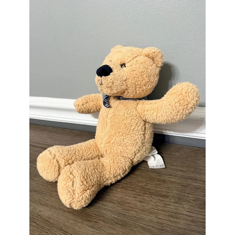 Animal Adventure Tan‎ Sherpa Teddy Bear with Blue Striped Bow Tie Plush